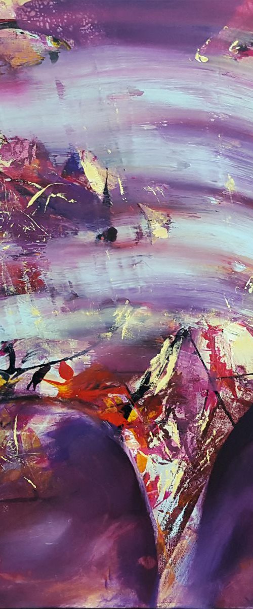 Eclectic spontane gestural oneiric colorfull still life by master Ovidiu Kloska Diaphane light energy dreamlike by Kloska Ovidiu