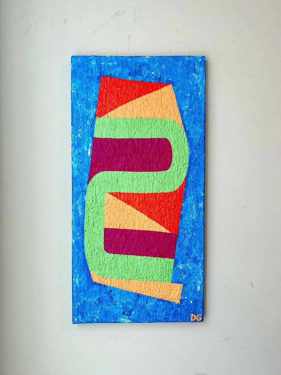 Geometric Abstract Acrylic Painting By Daniel Goodman, 11 X 21, Snot Rocket To Nowhere, Original Artwork