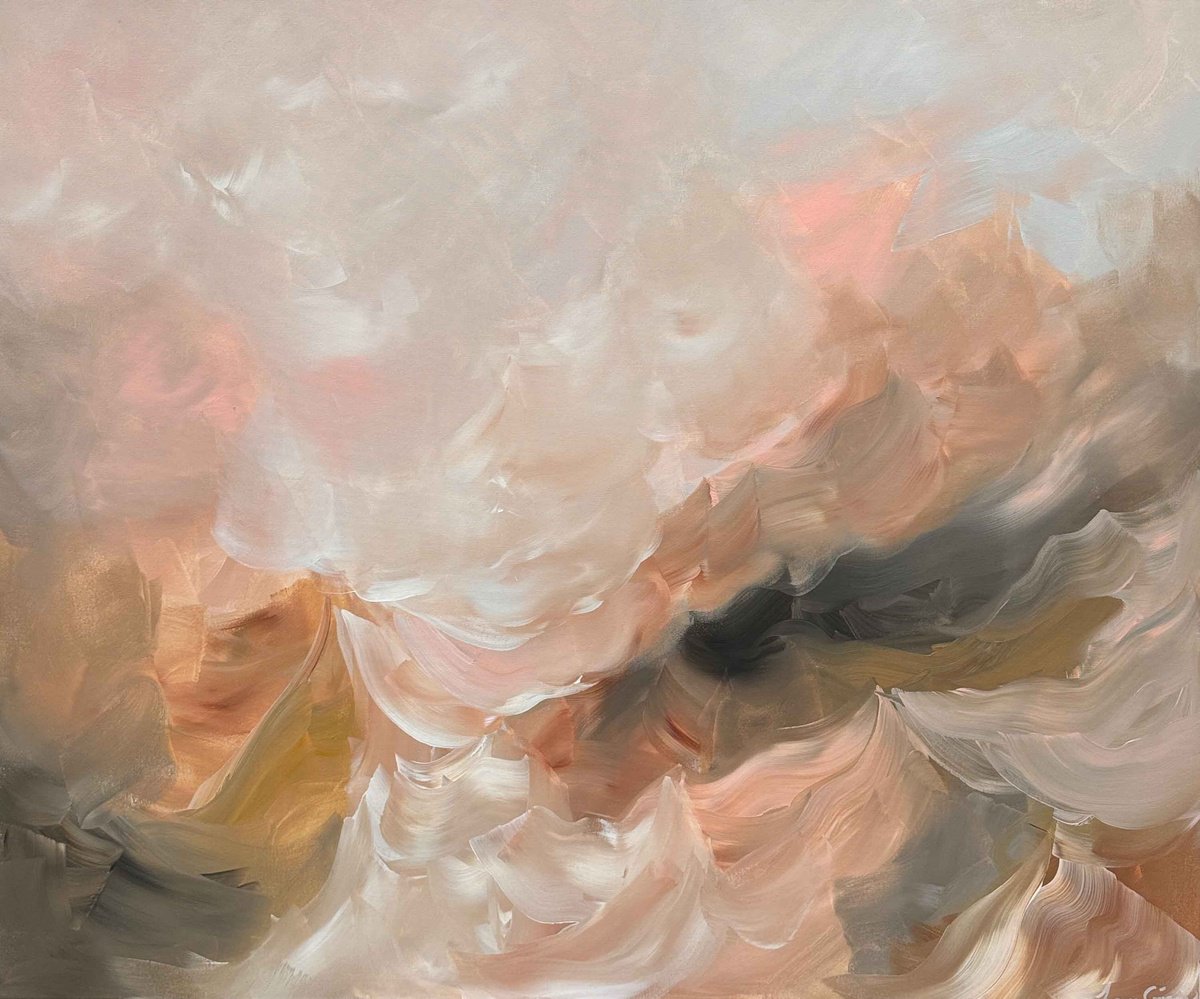 Abstract Landscape Acrylic Painting By Ivana Gigovic, 47 X 39, Silent Horizon, Original Artwork