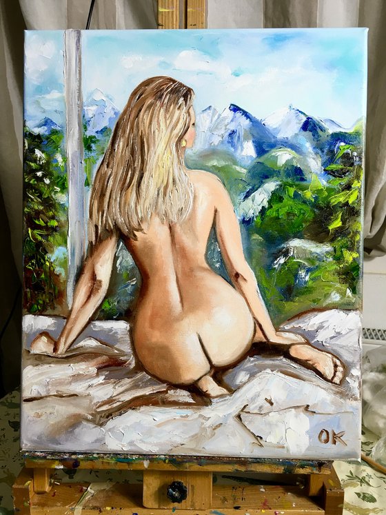 Wild nature. Nude, mountains, view from my window.