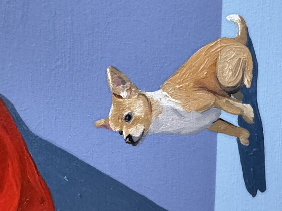 Dog Waiting While You Scroll - Painting