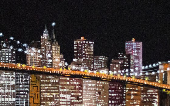 "NIGHT NEW YORK". BROOKLYN BRIDGE.