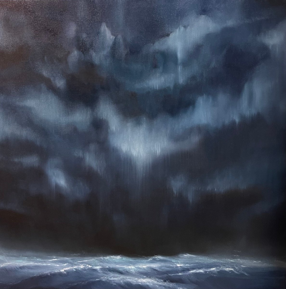 Impressionistic Landscape Oil Painting By Daiva Karaliute, 20 X 20, Sky Madness, Original Artwork