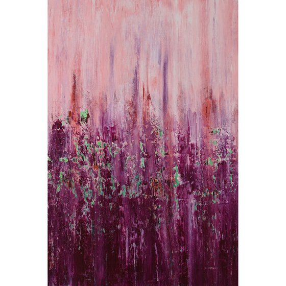 Red Violet - Textured Abstract Floral Painting