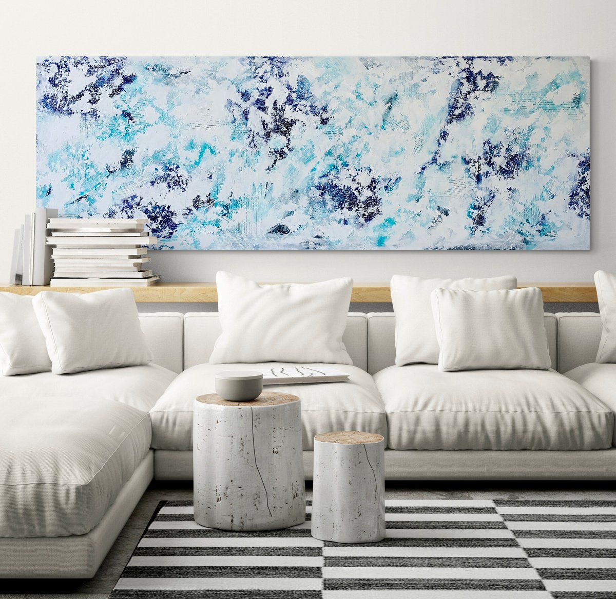 Abstract Acrylic Painting By Anita Kaufmann, 79 X 28, Beyond The Sea No. 923, Original Artwork