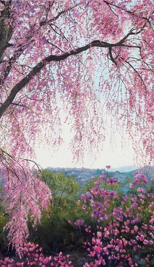 "Pink dreams", blossom tree landscape by Anna Steshenko