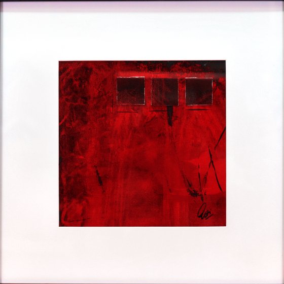 Red Composition - Acrylic Art Painting, Framed, Matted Painting, Abstract Painting,  Large Painting, Wall Art