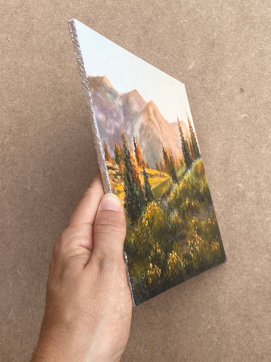 Mountain landscape with golden light