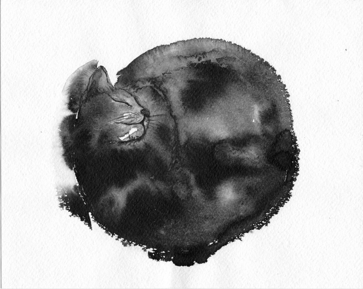 Expressive Animal Watercolour By Doriana Popa, 9 X 7, Sweet Dreams, Original Artwork