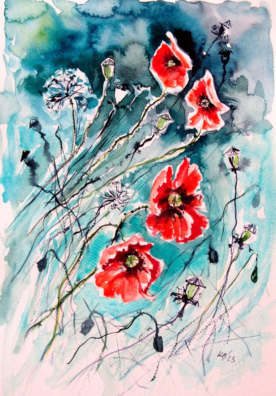 Playful poppy flowers