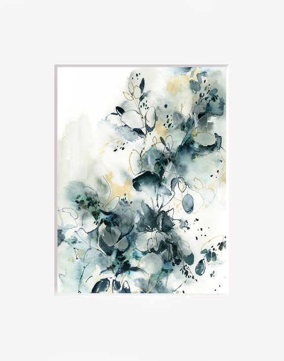 Abstract Botanical in Teal and Sand