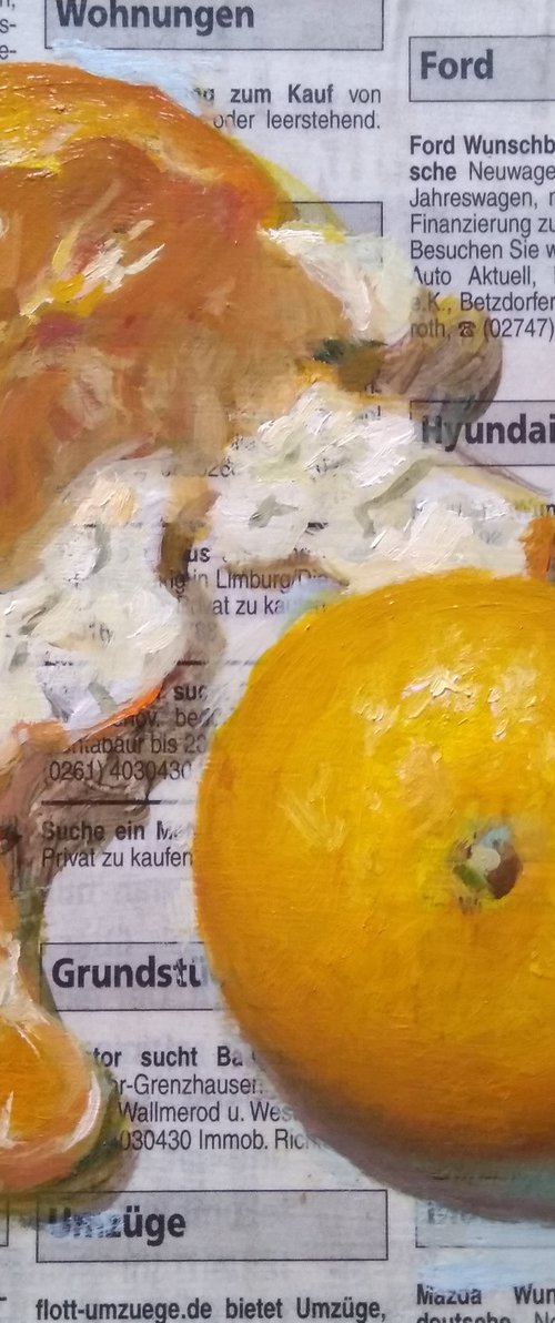 Tangerines on the newspaper by HELINDA (Olga Müller)