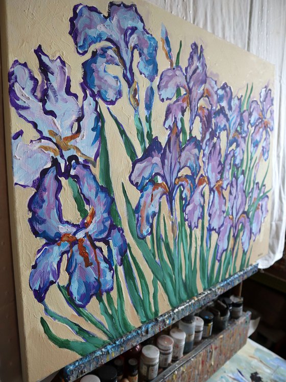 Irises on Cream