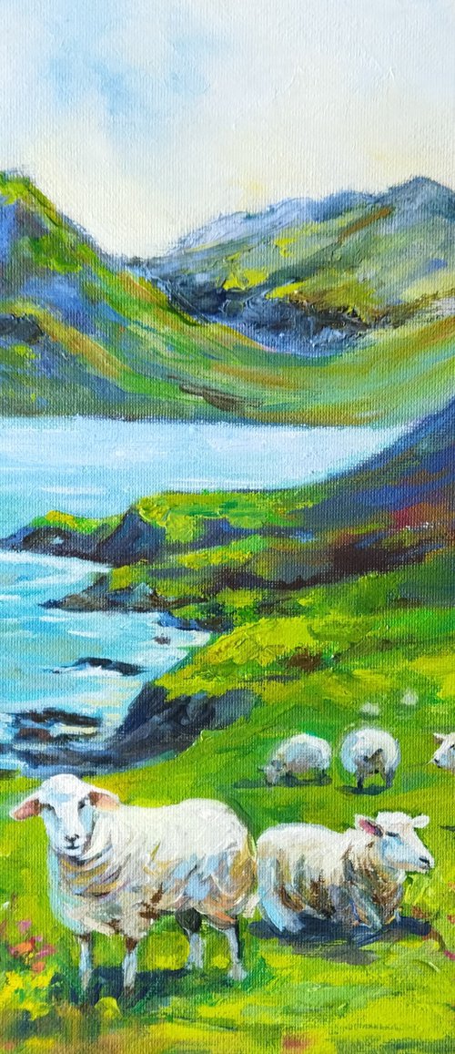 Pastoral Serenity with sheep by Ann Krasikova