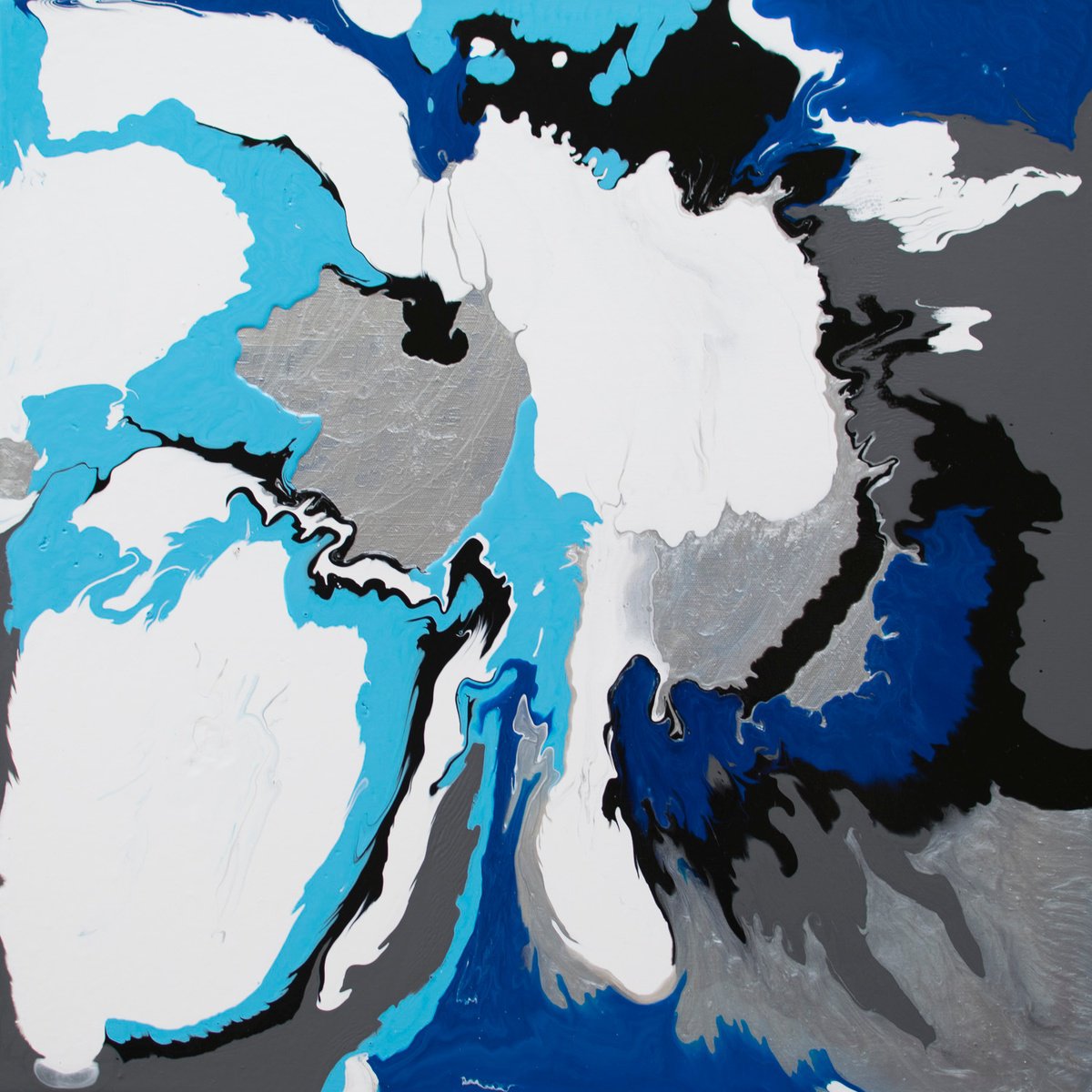 Abstract Acrylic Painting By Km Arts, 24 X 24", My Head In The Clouds, Original Artwork