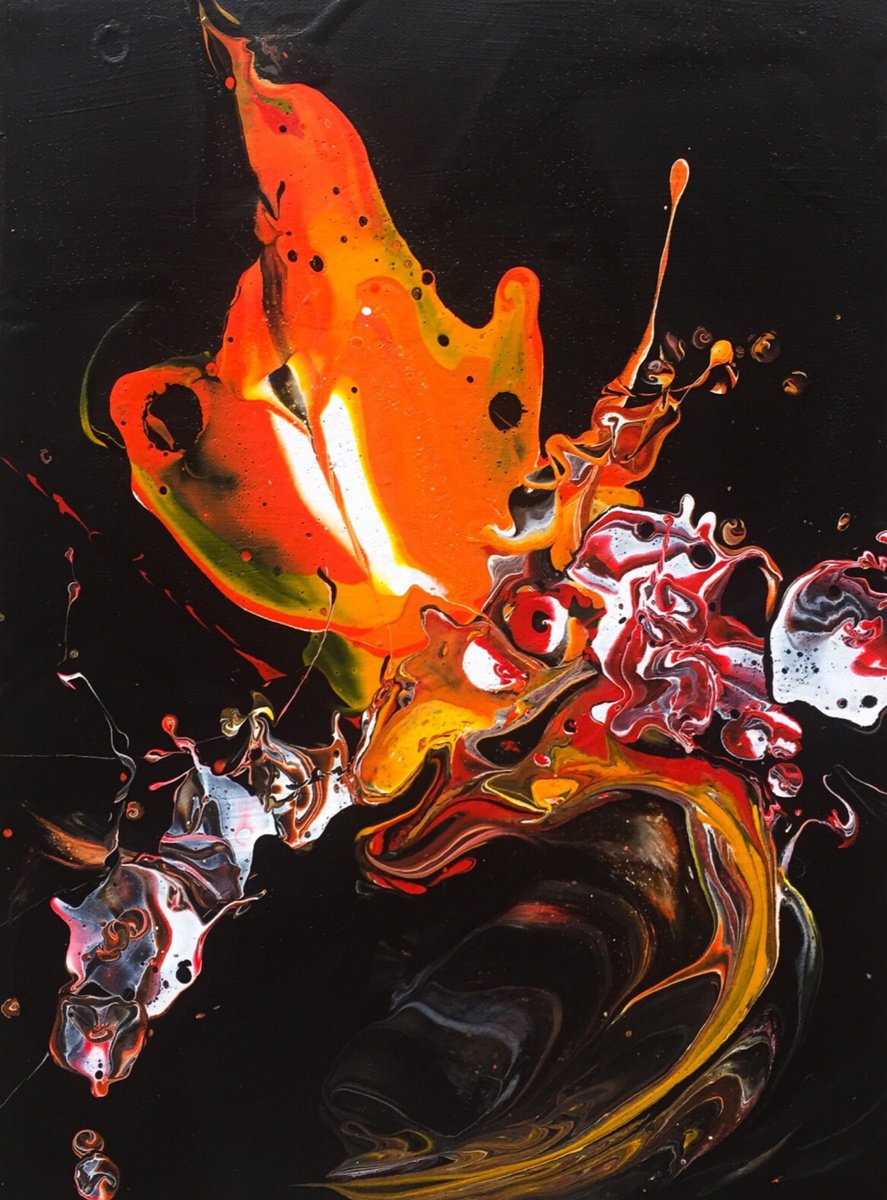 Abstract Acrylic Painting By Jean-Philippe Estebenet, 12 X 16, Tropismes Ardents, Original Artwork