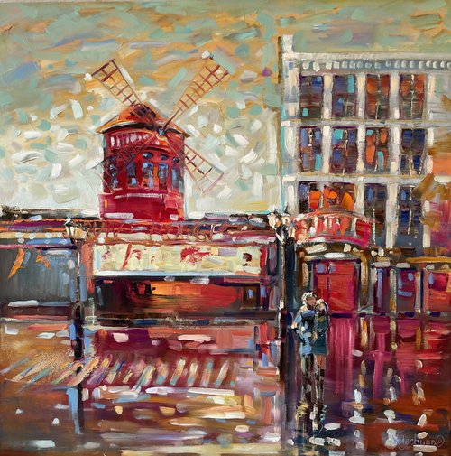Moulin Rouge for two. Original oil painting by Mary Voloshyna