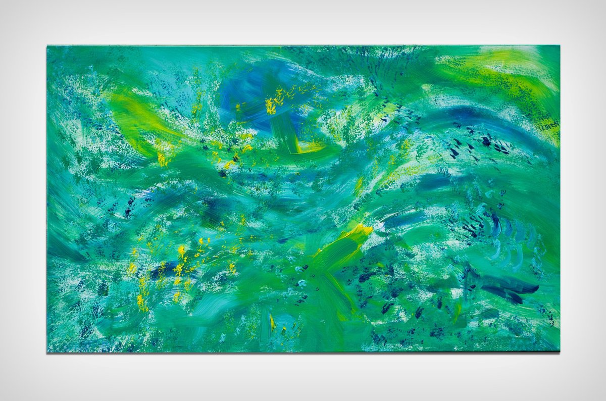 Abstract Landscape Acrylic Painting By Davide De Palma, 39 X 24, Abyss, Four Hands,, Original Artwork