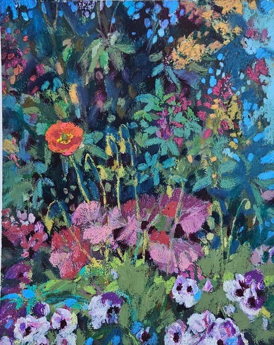 Hidden Poppy, semi-abstract floral painting