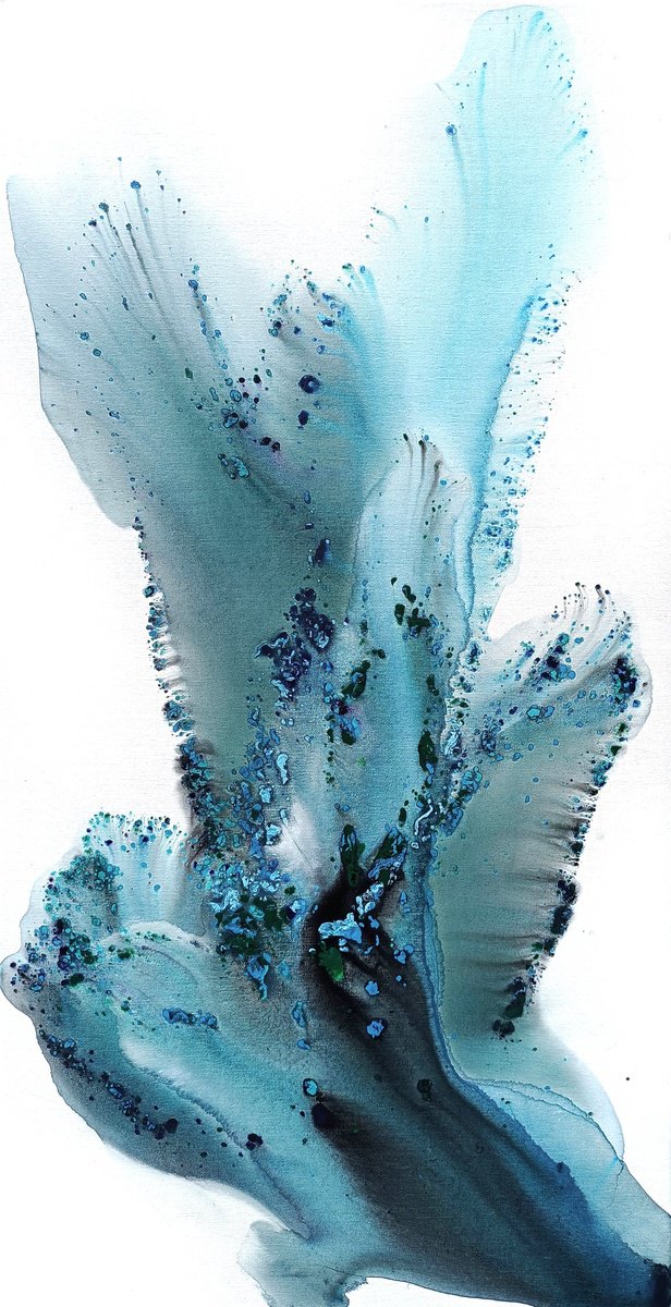 Abstract Acrylic Painting By Muriel Napoli, 20 X 39", Nature 383, Original Artwork