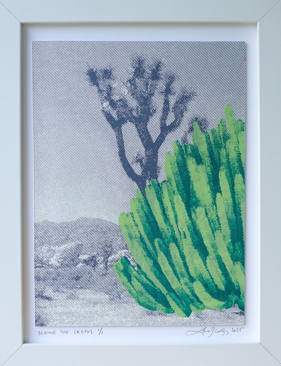Botanical Screenprint By Lene Bladbjerg, 8 X 11", Behind The Cactus, Original Artwork