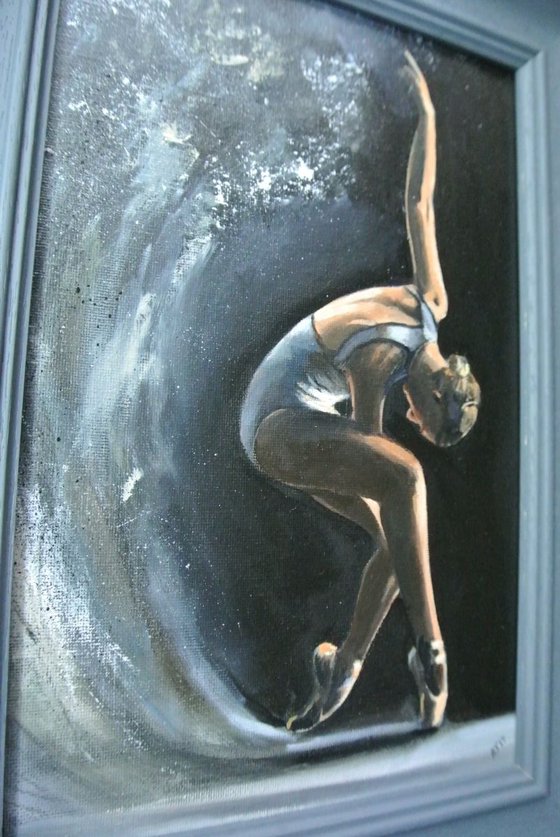 Waves, Ballet Painting, Ballerina Dancer Jessica Lind, Framed Artwork