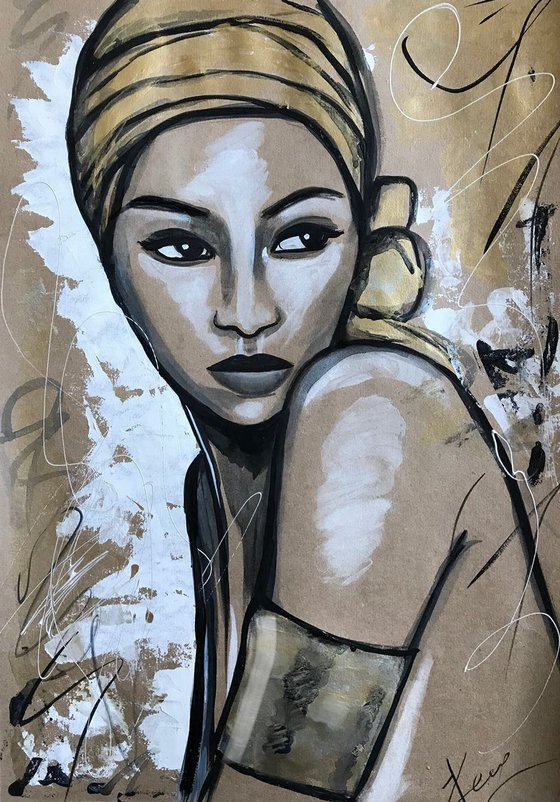 Acrylic painting on craft paper “African beauty”