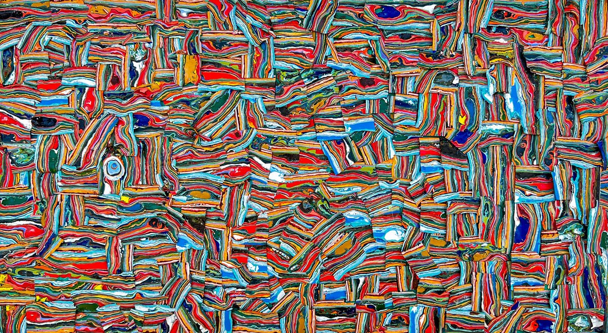 Abstract Oil Painting By Dan Mckay, 11 X 6, Mosaic #79, Original Artwork