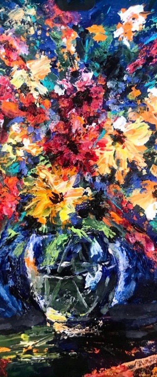 Flowers in a Glass Vase No. 1 (Miniature) by Olga McNamara BiennaleArtist
