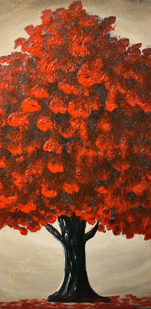 Majestic Vibrant Red Tree by Aisha Haider