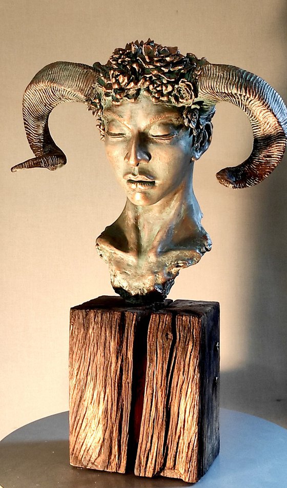 "Driada" Mixed media sculpture 62x46x25cm.