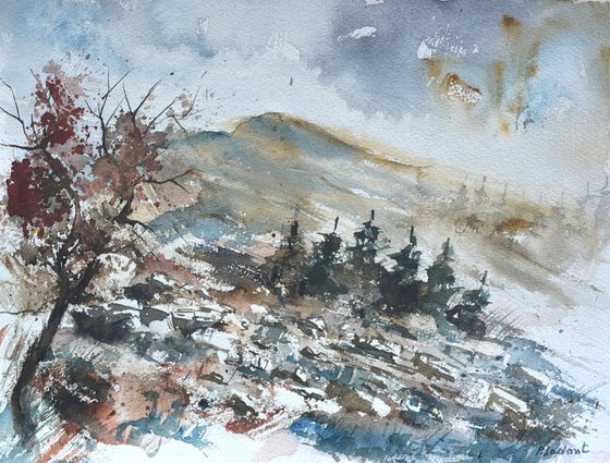Winter in the mountains   watercolour