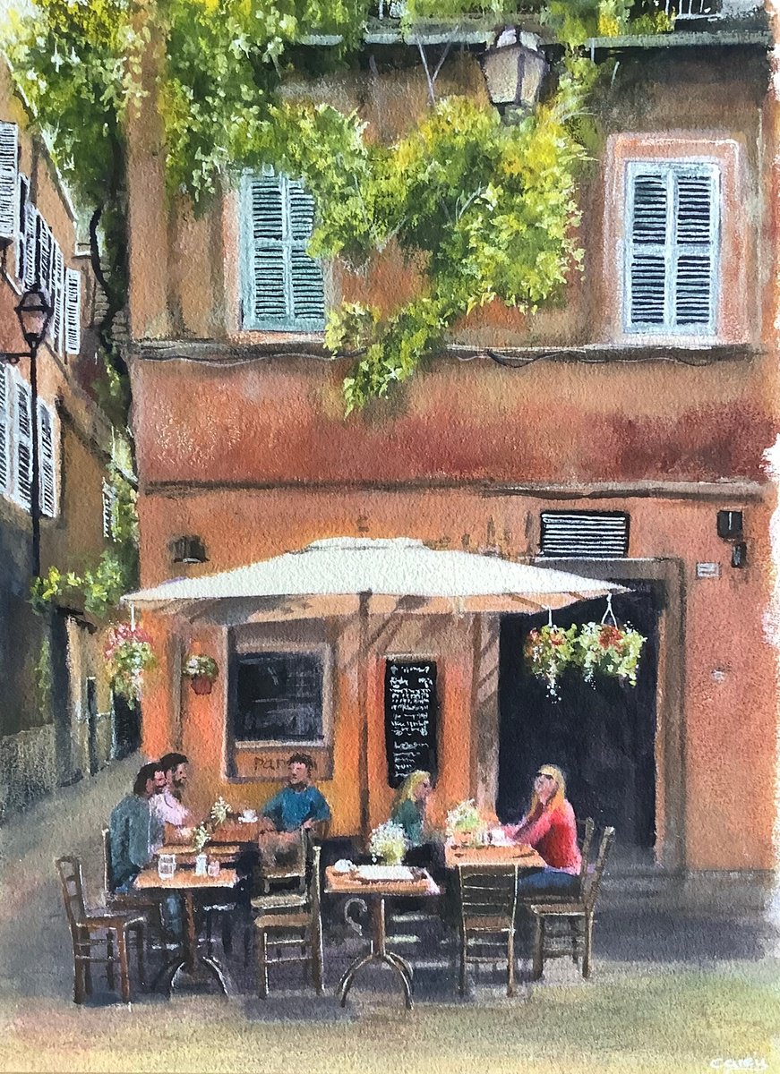 Impressionistic Cityscapes Watercolour By Darren Carey, 11 X 15, Trastevere Rome, Original Artwork