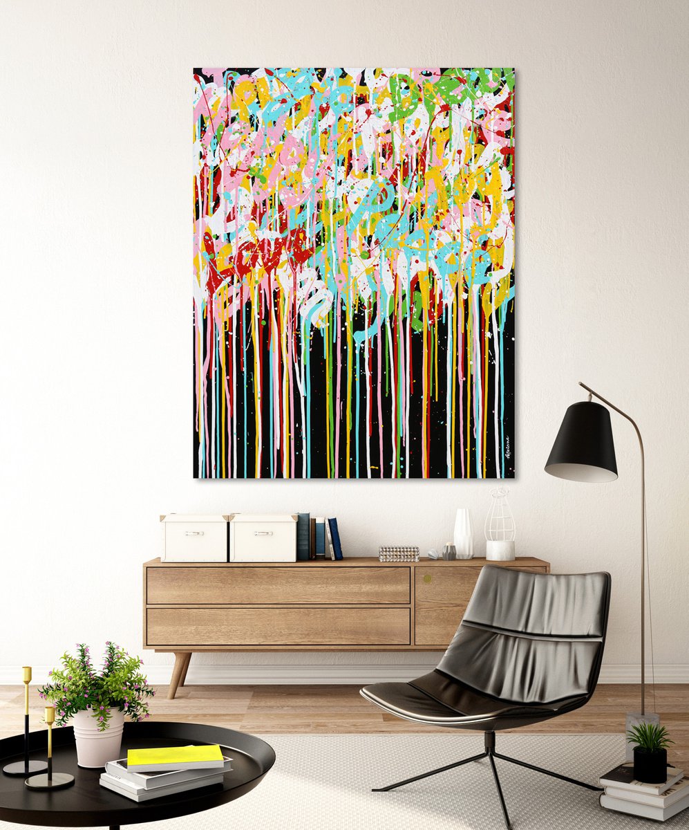 Urban And Pop Acrylic Painting , Blossom Words By Isabelle Pelletane, 35 X 46, Artwork For Sale On Artfinder