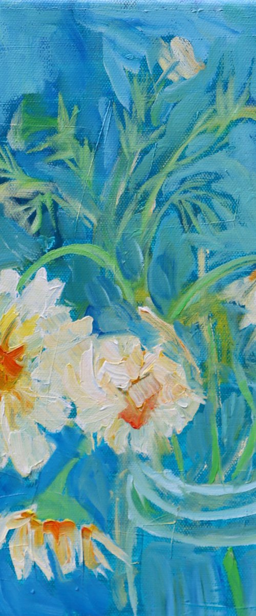 Spring Garden Flowers #3 Floppy Daisies by Mary Kemp