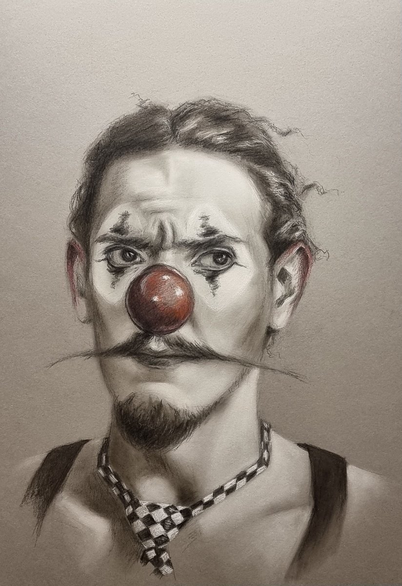 Expressive Portrait Charcoal Drawing By Artmoods Tp, 12 X 16, Graphic Interlude 0124-01, Original Artwork