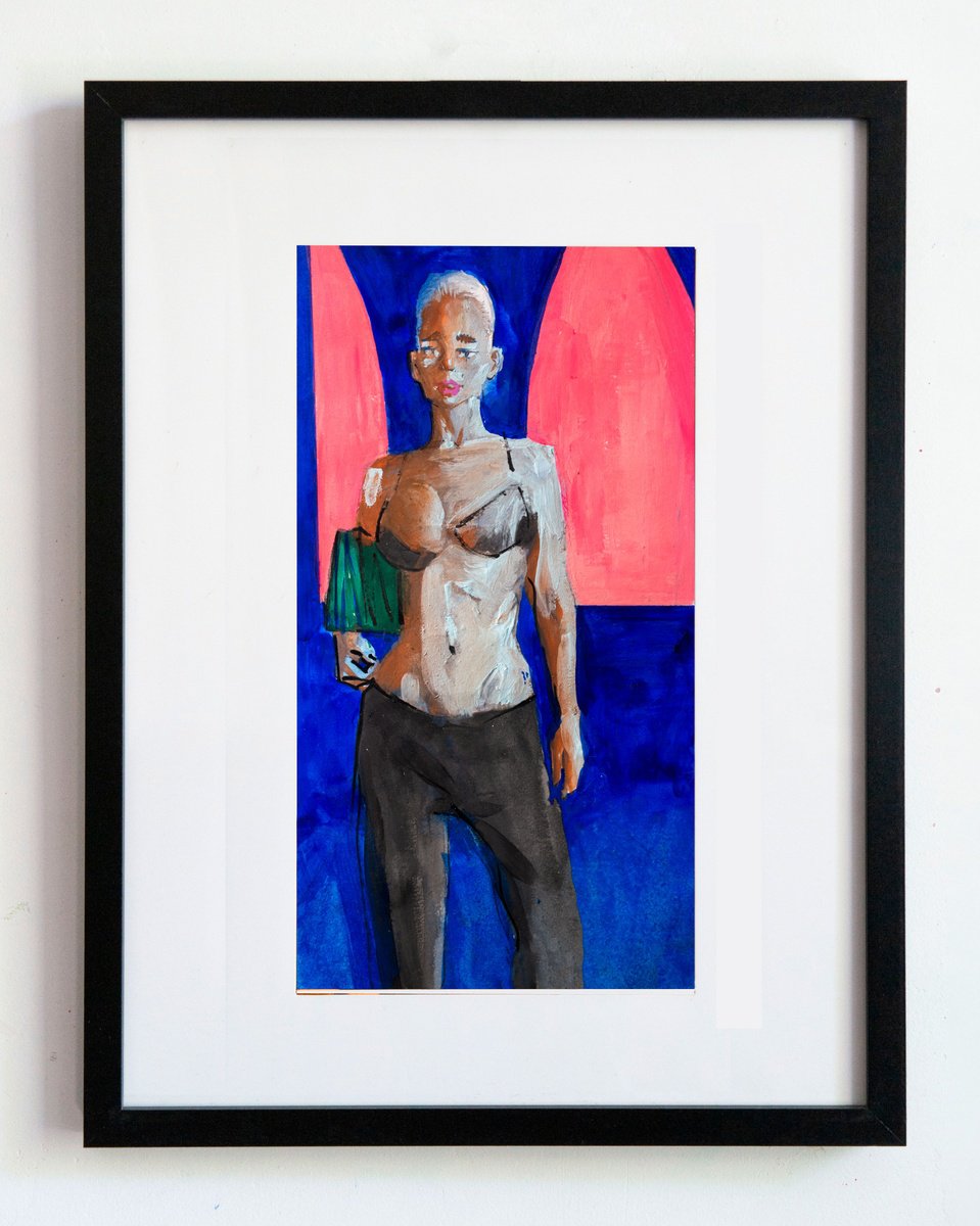 Impressionistic Portrait Watercolour By Bohdan Katolyk, 17 X 19, Waits With Her Eyes, Original Artwork