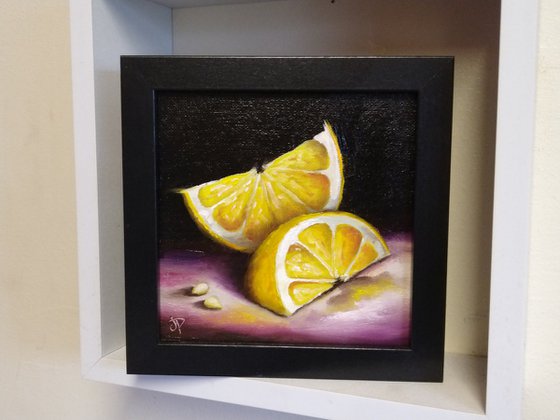 Lemon slices framed still life