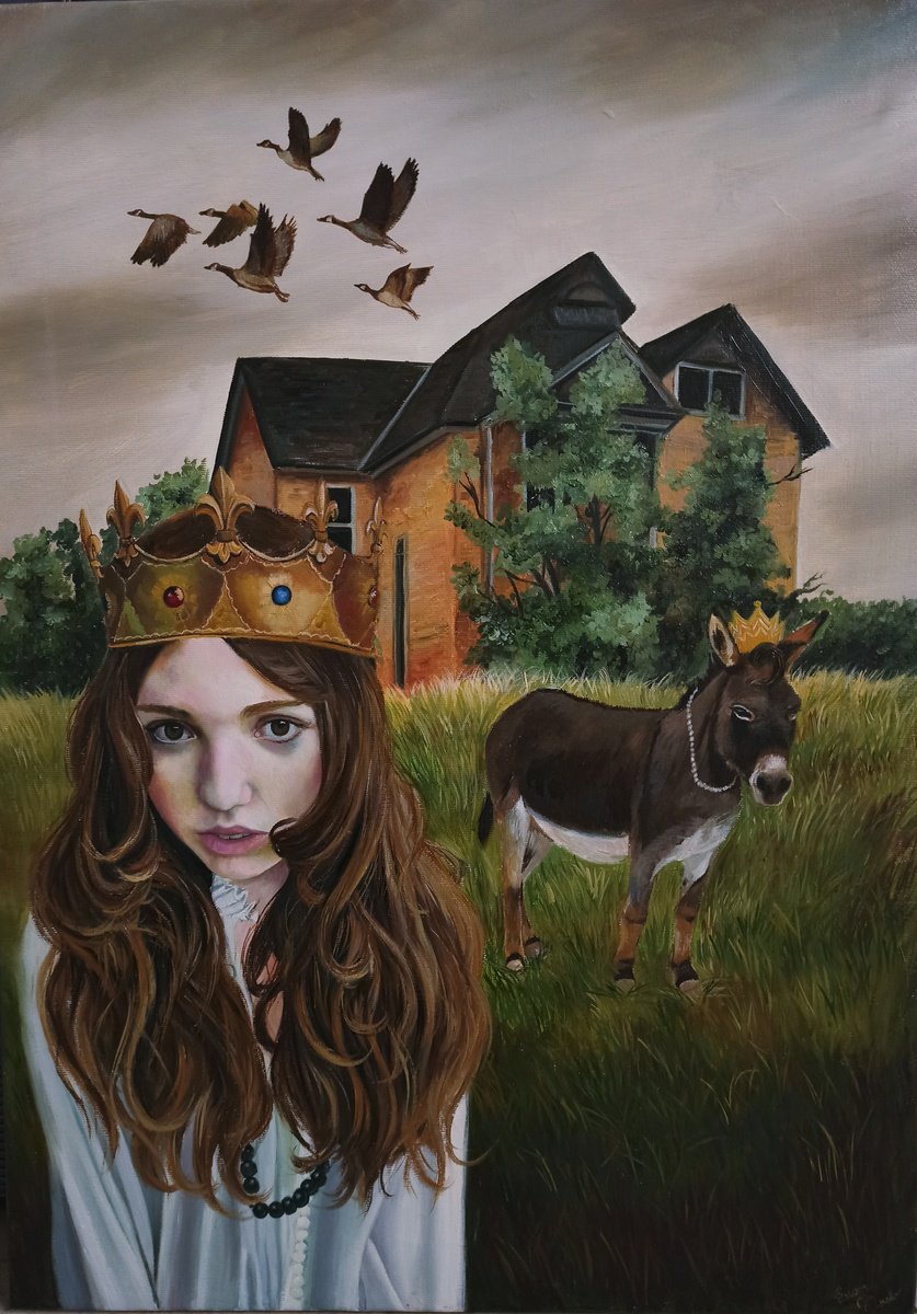 Surrealistic Portrait Oil Painting By Laura Muolo, 20 X 28", The Donkey