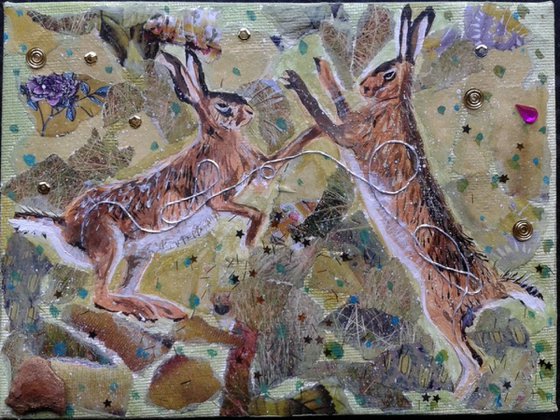 Hares in the meadow