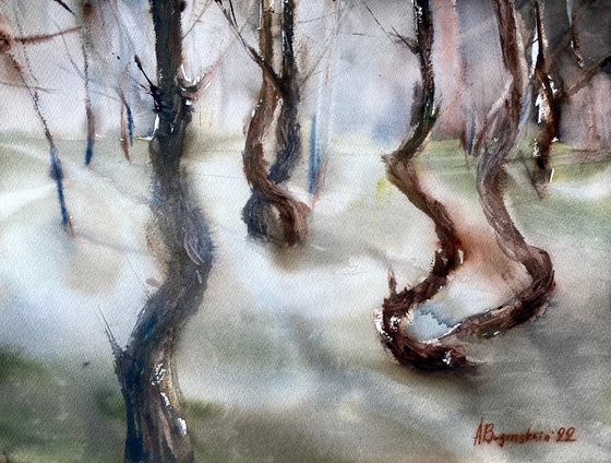 Dancing forest - landscape painting
