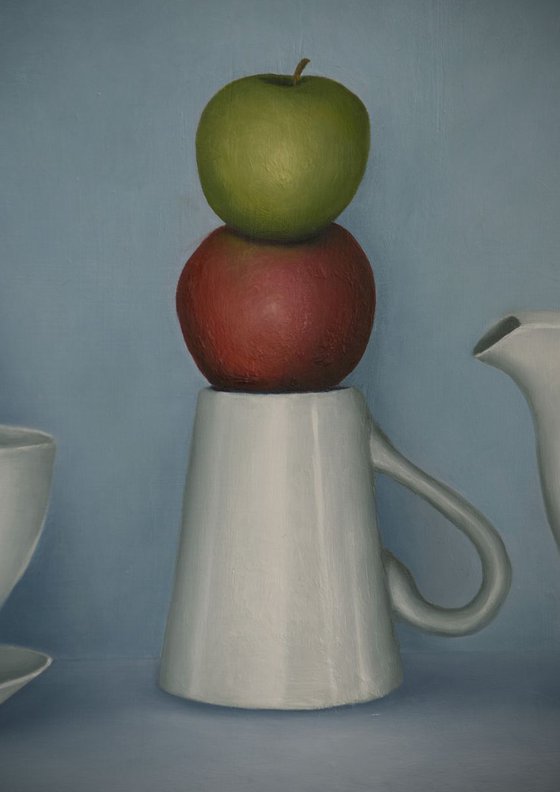 Still life with tea and fruit