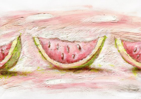 Watermelons On Green and Pink