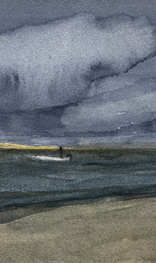 Boat Under Storm by Mazen Ghurbal
