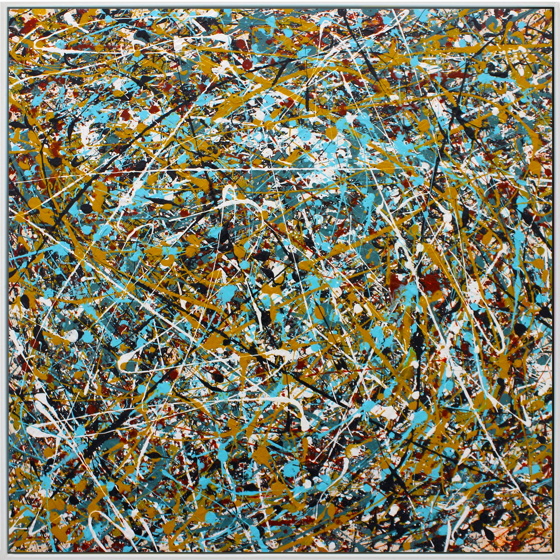 Expressive Abstract Acrylic Painting By Andrew Watt, 402 X 402, Convergence (Framed), Original Artwork