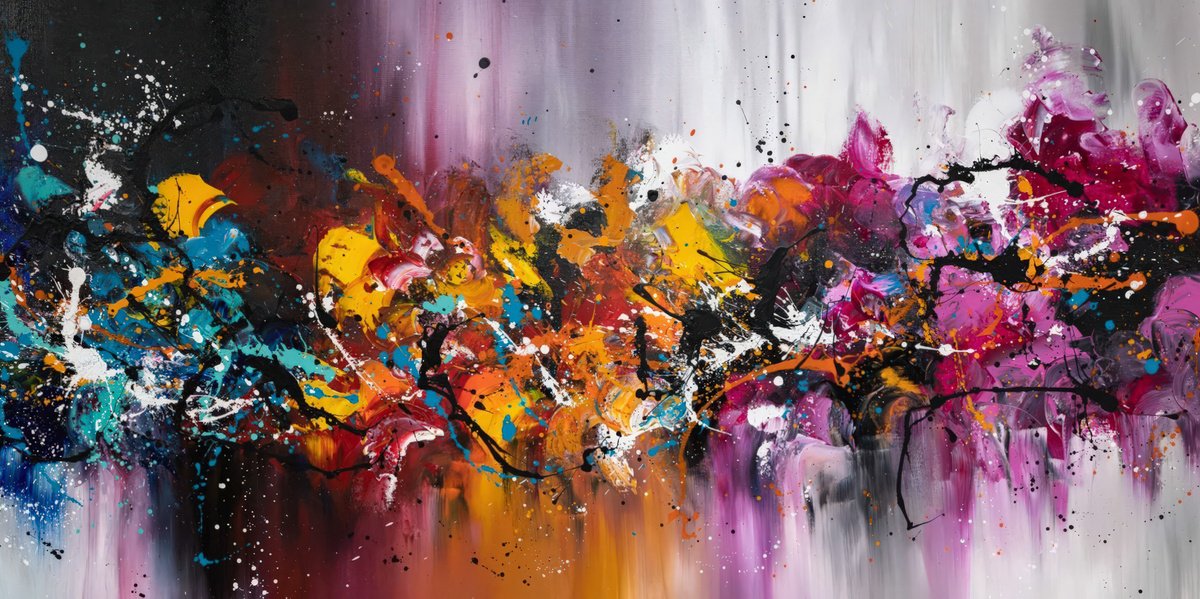 Abstract Acrylic Painting By Art By Catalin, 59 X 30, Happy Days 38, Original Artwork