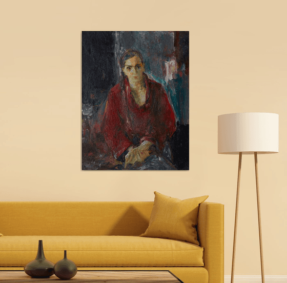 Alenka (Portrait in Red), 96x74cm