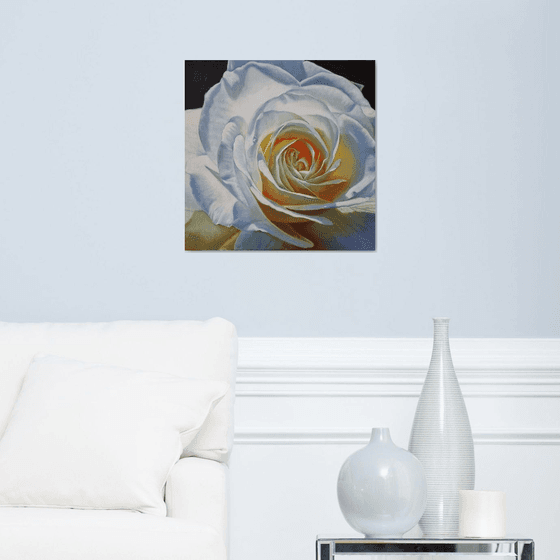 "Glowing."  rose flower  liGHt original painting  GIFT (2021)