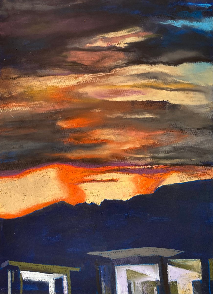 Impressionistic Landscape Pastel Drawing By John Cottee, 22 X 30, Between Night & Day, Original Artwork