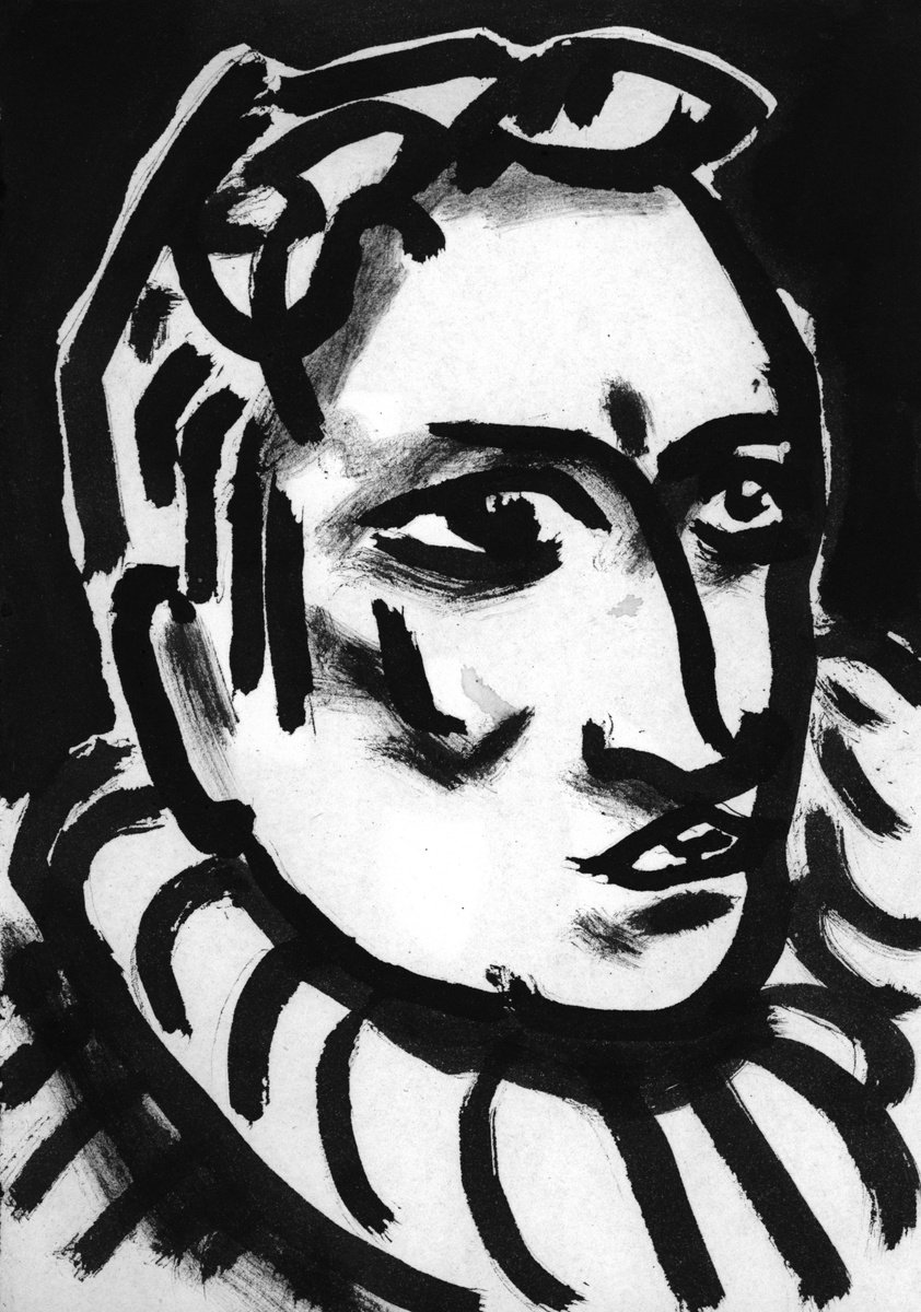 Illustrative Portrait Ink Drawing By Nikola Tsvetanov, 6 X 8", "Macbeth", Original Artwork